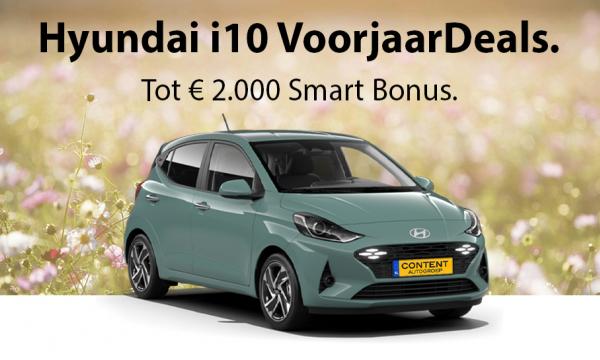 Rijd snel weg in een Hyundai i10. Nu met € 2.000 Smart Bonus.